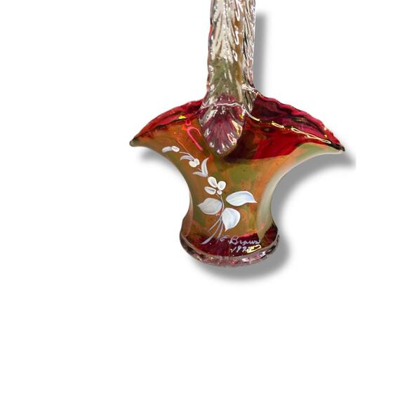 Vintage Westmoreland Glass Basket Art Glass Ruby 1977 6.5" - Picture 2 of 9